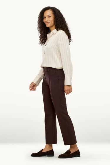 Damen - Stoffhose - Mid Waist - Flared - dunkelbraun