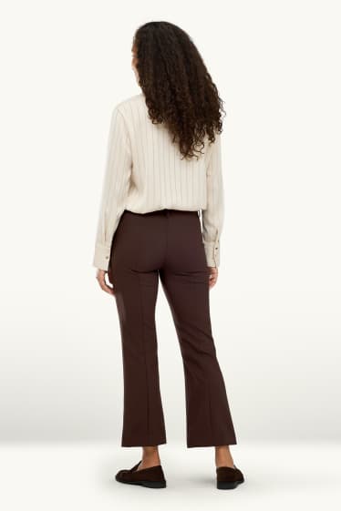 Damen - Stoffhose - Mid Waist - Flared - dunkelbraun