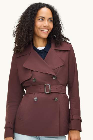 Damen - Trenchcoat - wasserabweisend - bordeaux