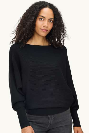 Donna - Maglione - a coste - nero