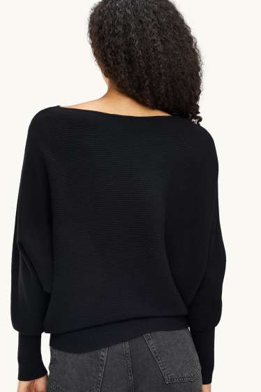 Donna - Maglione - a coste - nero
