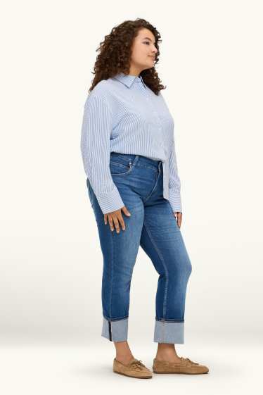 Damen - Crop Straight Jeans - Mid Waist - LYCRA® - jeansblau