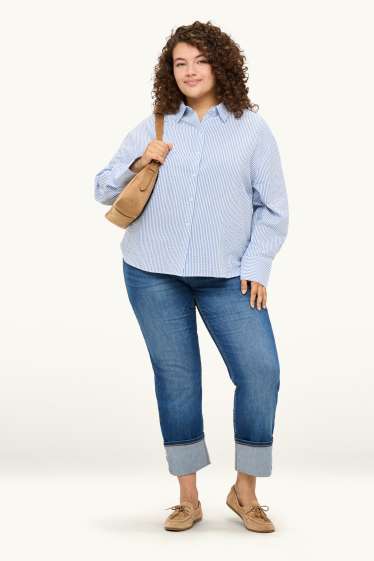 Damen - Crop Straight Jeans - Mid Waist - LYCRA® - jeansblau