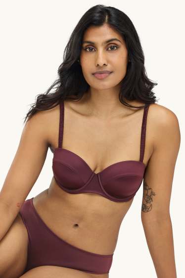 Women - Underwire bra - BALCONETTE - padded - bordeaux