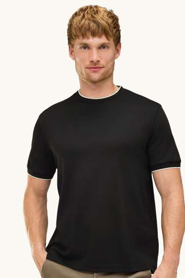 Pánské - Tričko - regular fit - černá/bílá