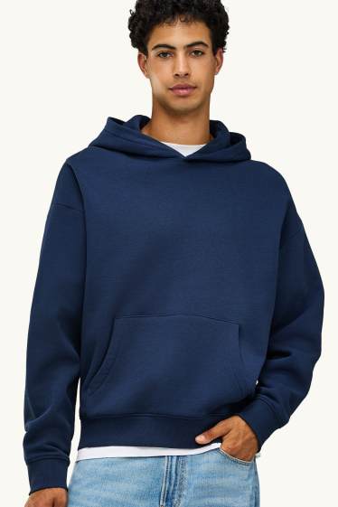 Uomo - Felpa con cappuccio - blu