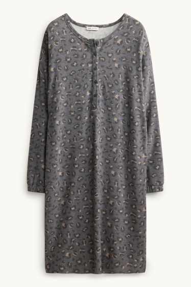 Femmes - Chemise de nuit - imprimé léopard - gris / beige