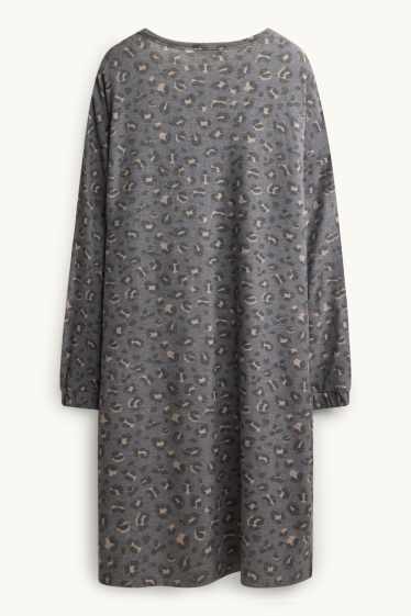 Femmes - Chemise de nuit - imprimé léopard - gris / beige