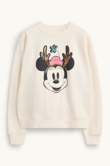 Women - Minnie Mouse - sweatshirt - shiny - cremewhite