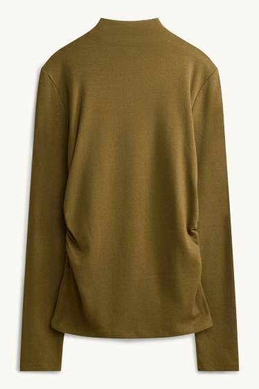 Women - Long sleeve top - slim fit - khaki