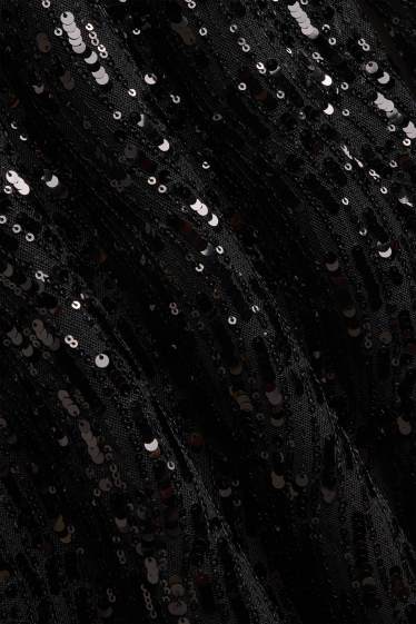 Damen - Pailletten-Kleid - Straight Fit - schwarz