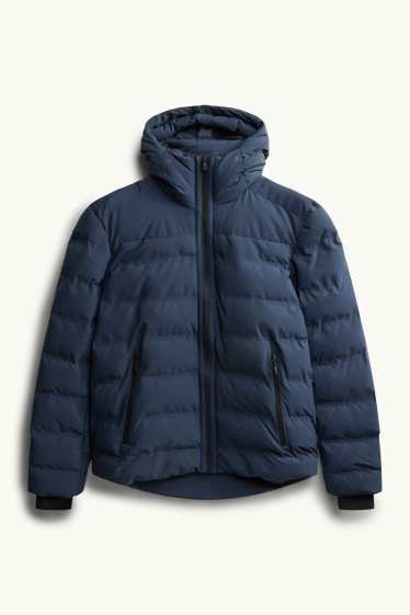 Herren - Steppjacke mit Kapuze - gefüttert - dunkelblau