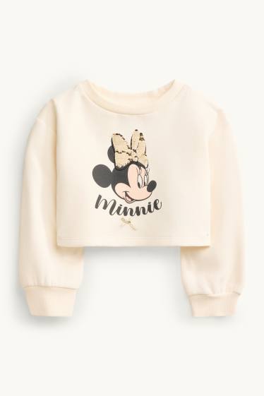 Kinder Mädchen - Minnie Maus - Set - Sweatshirt und Kleid - Glanz-Effekt - cremeweiss