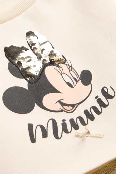 Kinder Mädchen - Minnie Maus - Set - Sweatshirt und Kleid - Glanz-Effekt - cremeweiss