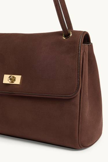 Donna - Borsa a tracolla - similpelle scamosciata - marrone