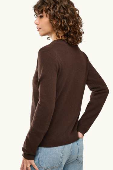 Femmes - Pull en cachemire - marron foncé