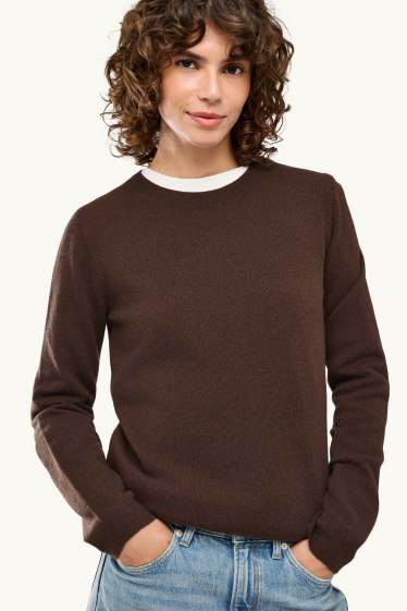 Femmes - Pull en cachemire - marron foncé