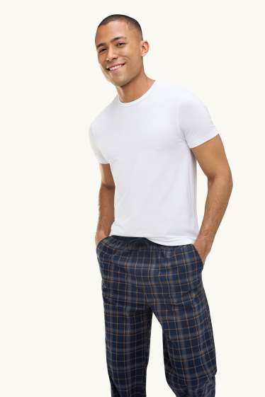 Bărbați - Pantaloni de pijama - în carouri - maro / albastru închis