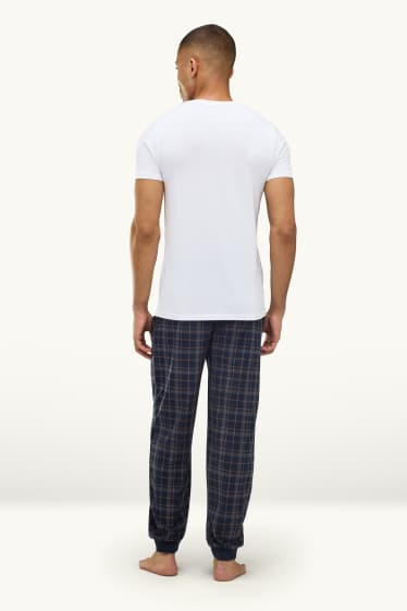 Bărbați - Pantaloni de pijama - în carouri - maro / albastru închis