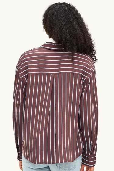 Femmes - Blouse-chemise - à rayures - rouge / blanc