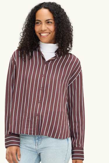 Femmes - Blouse-chemise - à rayures - rouge / blanc