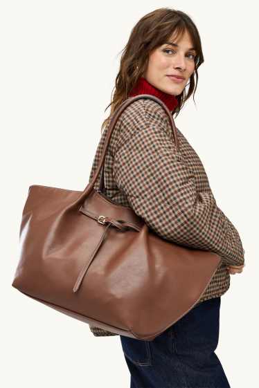Femei - Geantă shopper mare - imitație de piele - maro