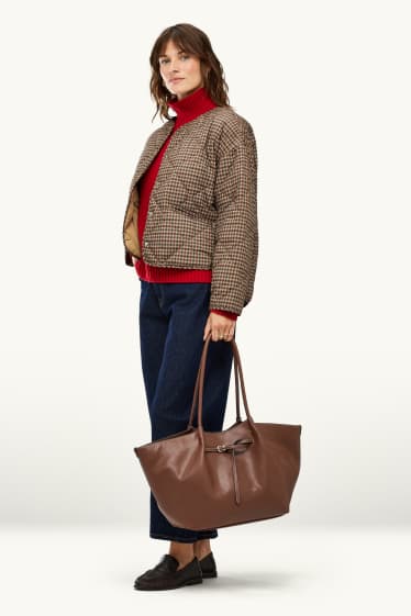 Femei - Geantă shopper mare - imitație de piele - maro