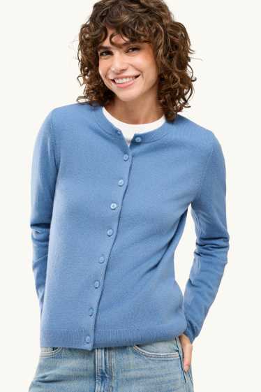 Femmes - Gilet de maille en cachemire - bleu