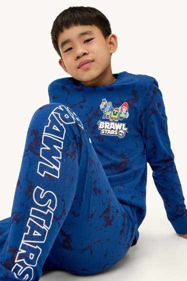 Kinder Buben - Brawl Stars - Pyjama - 2 teilig - gemustert - blau