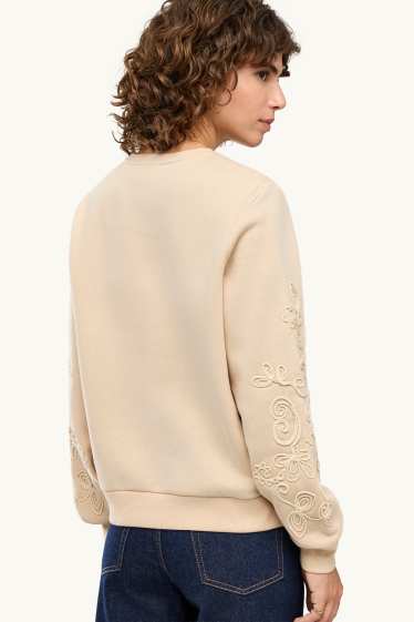 Femmes - Sweat - brodé - blanc crème