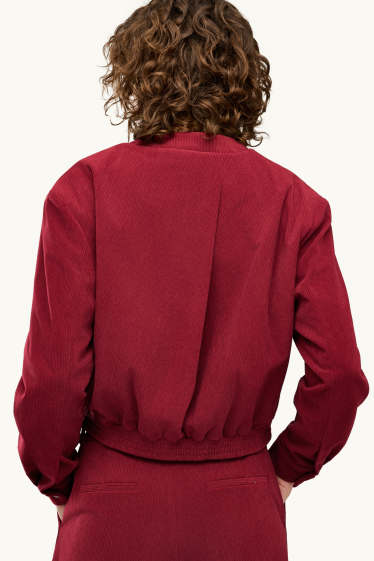 Dona - Blazer de pana - relaxed fit - vermell fosc