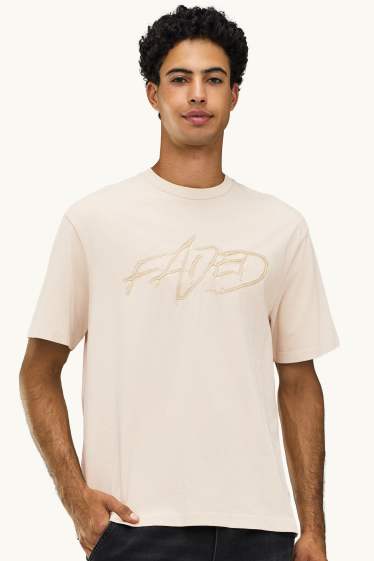 Men - T-shirt - relaxed fit - light beige