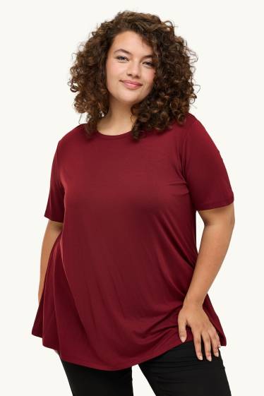 Dames - T-shirt - relaxed fit - bordeaux