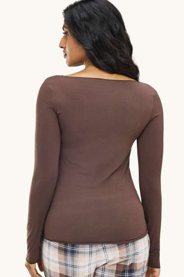 Donna - Maglia intima con componente di cashmere - marrone