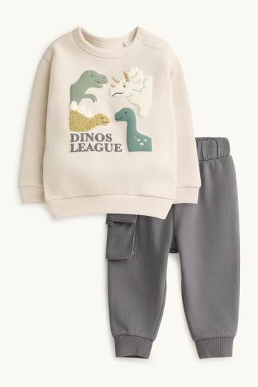 Neonati - Dinosauro - completo neonati - 2 pezzi - grigio / beige