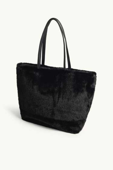 Women - Large faux fur shopper - black