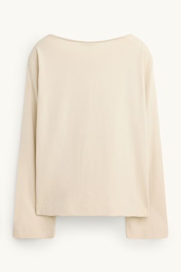 Dames - Longsleeve - relaxed fit - crèmekleurig