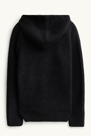 Children Boys - Teddy fur hoodie - black
