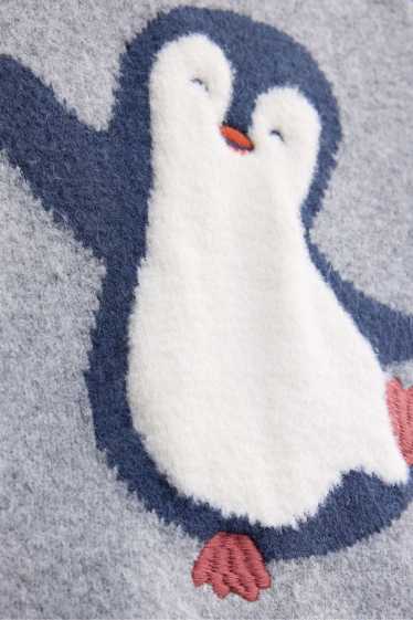 Bebeluși - băieți - Pinguin - pulover bebeluși - gri melanj