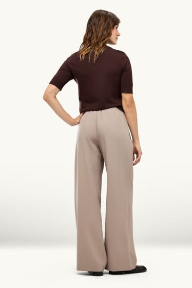 Femmes - Pantalon de bureau - mid waist - wide leg - beige