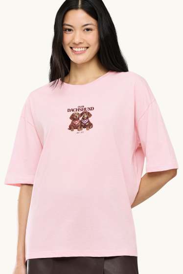 Femmes - T-shirt - Oversize - rose