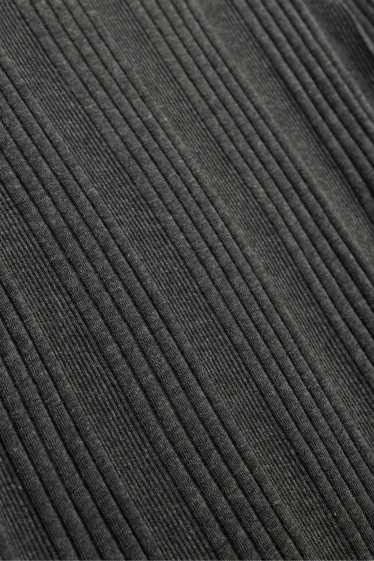 Damen - Langarmshirt - Regular Fit - gerippt - dunkelgrau