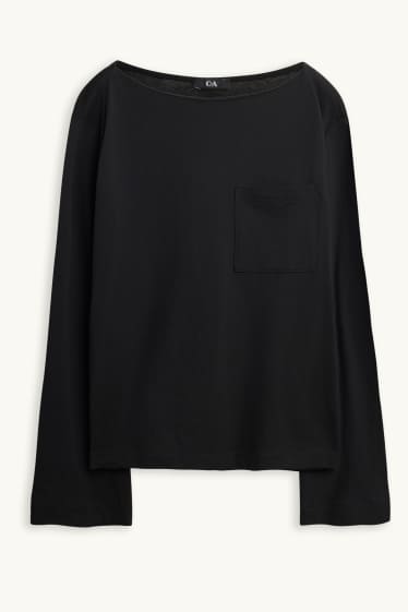 Dames - Longsleeve - relaxed fit - zwart