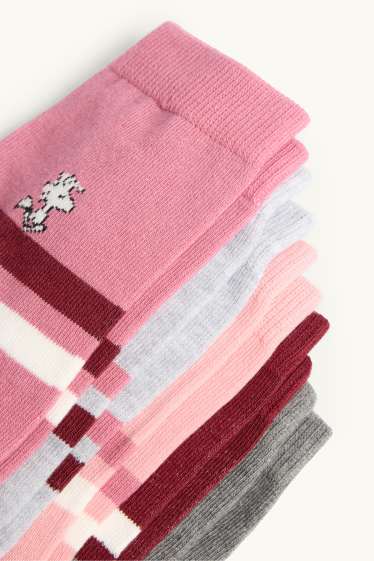 Women - Multipack of 5 - socks with motif - Peanuts - gray / rose