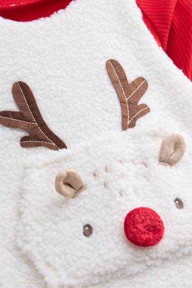 Bébés garçons - Renne - ensemble nouveau-né de Noël - 2 pièces - blanc / rouge