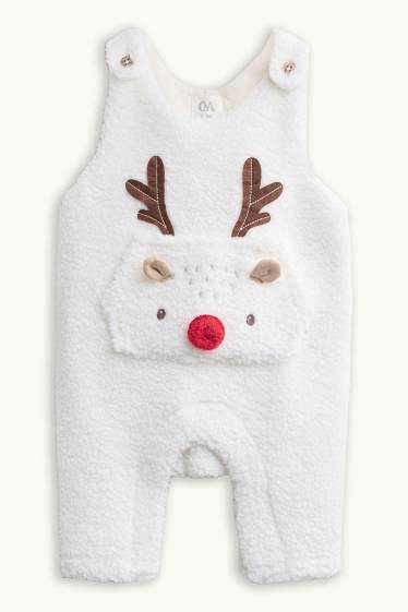 Bébés garçons - Renne - ensemble nouveau-né de Noël - 2 pièces - blanc / rouge