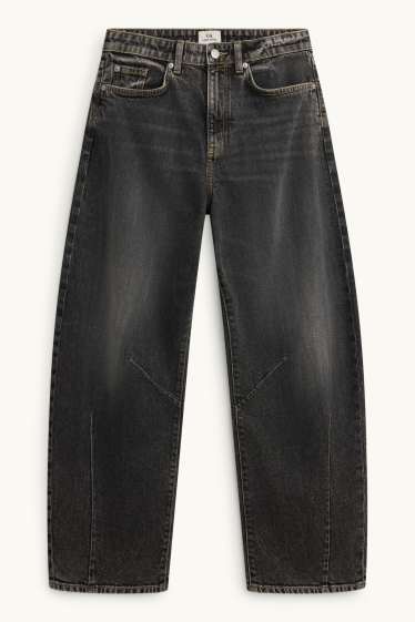 Damen - Barrel Jeans - Mid Waist - dunkeljeansgrau