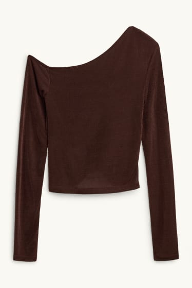 Damen - Langarmshirt - Slim Fit - dunkelbraun