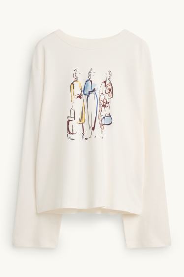 Damen - Langarmshirt - Regular Fit - cremeweiß