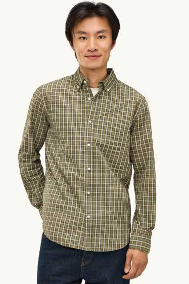 Men - Shirt - regular fit - button-down collar - check - green / cremewhite